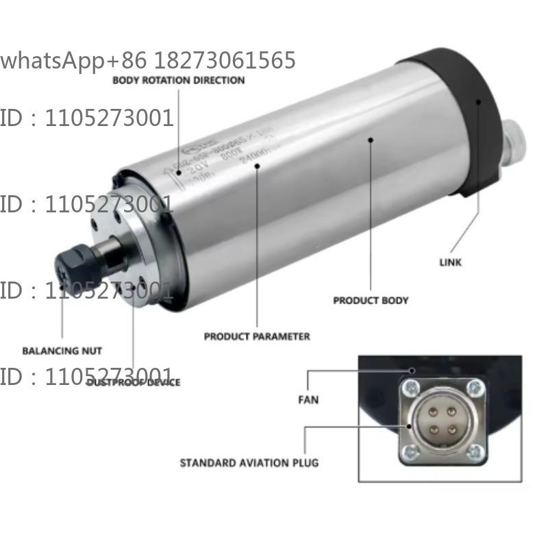 Cnc Spindle Motor - 24000RPM Yuvarlak Su Soğutmalı Mil Motoru