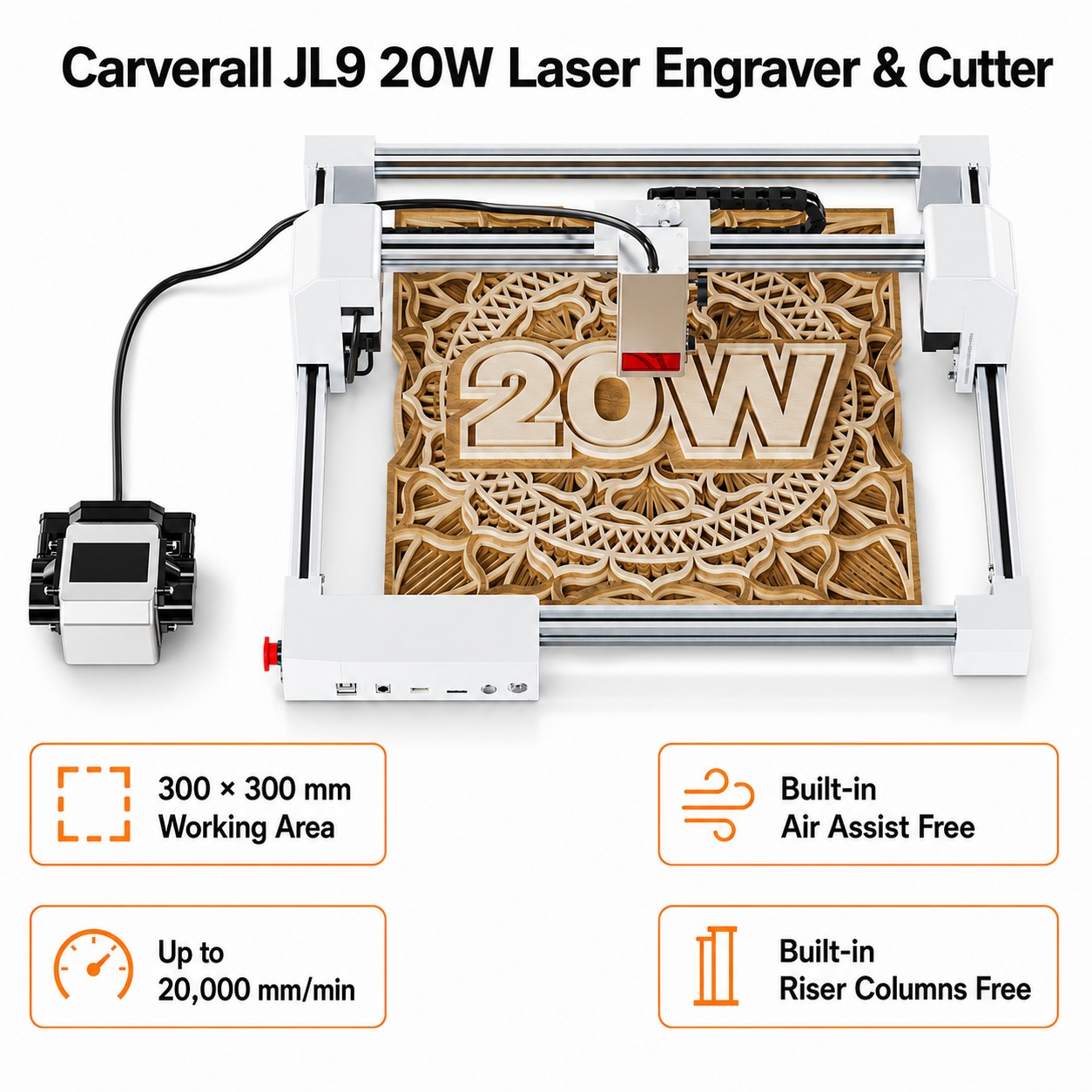 Industrial Laser Engraver - Carverall JL9 20W Lazer Gravür Kesici,